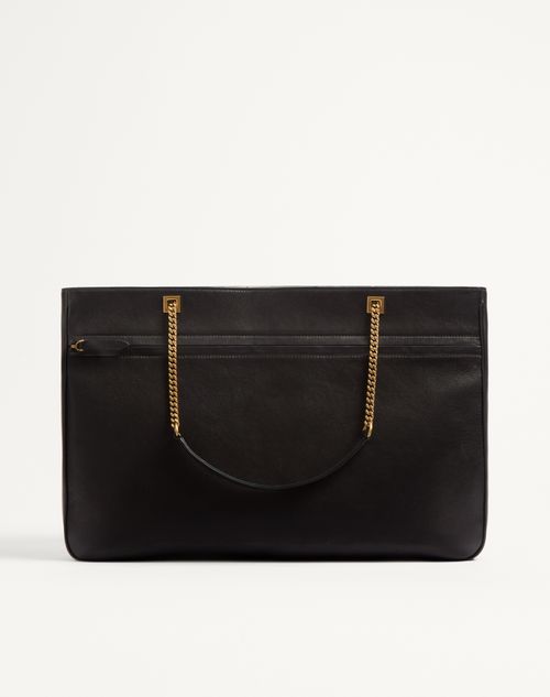 Valentino Garavani - Valentino Garavani Viva Superstar Nappa Leather Shopper - Black/spice - Man - Totes